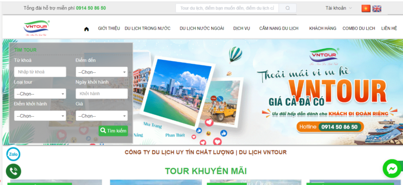 website công ty du lịch uy tín vntour